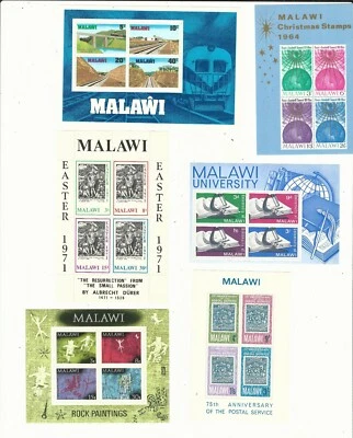 Malawi: Lot of 9 different souvenirs sheet and mini sheets, mint nh. MW05/ - Image 1 of 2