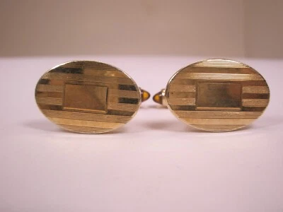 Engrave Ready GOLD PLATED Quality Vintage KREMENTZ Cuff Links simple plain - Image 1 of 4