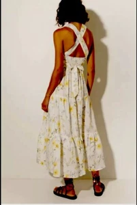 Kivari Dress Size 14 White With Floral Print Midi Cross Over Back Adaline Dress - Picture 1 of 9