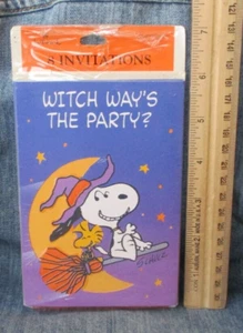 PEANUTS SNOOPY WITCH CRESCENT MOON 8 Hallmark Halloween Invitations NEW BST5 - Picture 1 of 2