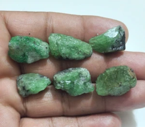 Ultimate AA+ Tsavorite Green Garnet Raw 6 Pce Lot Size 18-24 MM Loose Gemstone - Picture 1 of 7