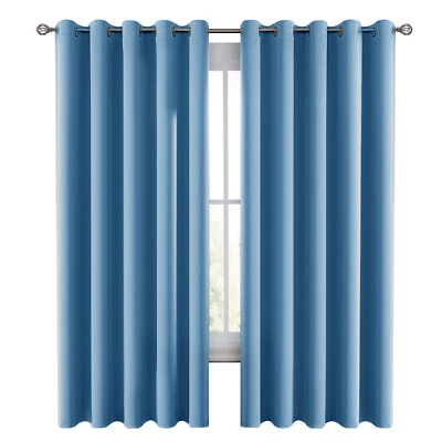 Par de cortinas oscuras ojales anillo superior listo para usar juego de cortinas térmicas gruesas Foto 1 de 4