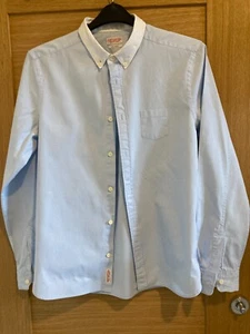 Men's All Saints Shirt Light Blue with White Collar and Inside Cuffs - Size Med - Picture 1 of 4
