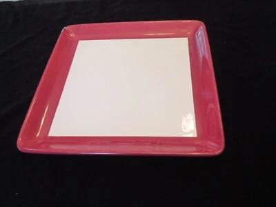 Pampered Chef Simple Additions 10" Burgundy & White Square Ceramic Dish - Image 1 of 4