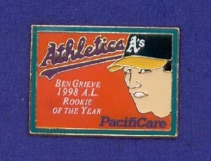 Oakland Athletics A's Ben Grieve 1998 Rookie of the Year Baseball Lapel Pin - Picture 1 of 1