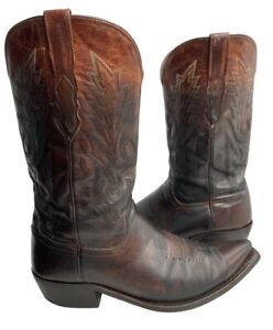 Lucchese M1000.S54 Brown GOAT Leather Western Cowboy Boots SNIP TOE Men's 10 EE