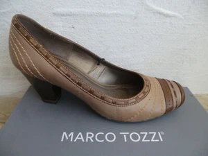 Marco Tozzi Pumps Ballerina Slipper Shoes Leather Beige Brown - Picture 1 of 6