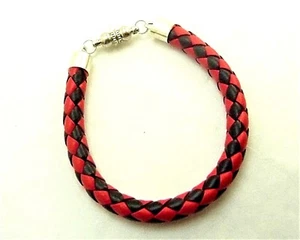 Rot & Schwarz Lederit Geflochtenes Armband mit SS & Magnetverschluss von SmithSilver - Bild 1 von 4