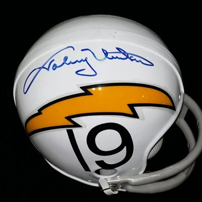 Johnny Unitas "HOF & GOAT QB" Signed Autographed Chargers Mini Helmet JSA Rare!! - Image 1 of 4