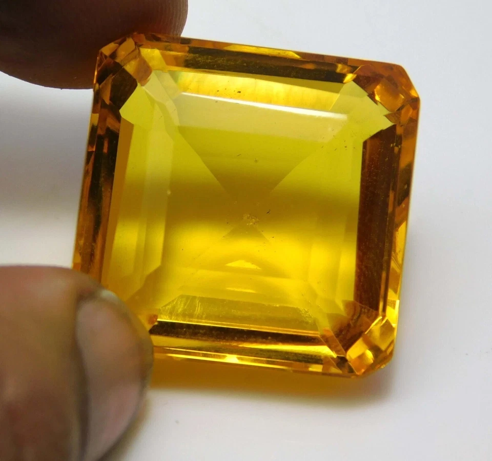 Piedra preciosa suelta natural certificada 75-76 quilates corte cuadrado topacio amarillo brasileño Foto 1 de 4