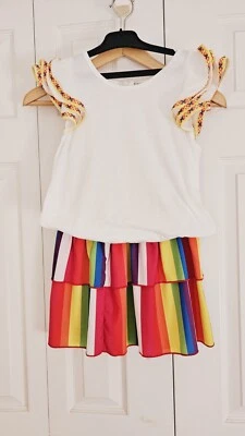 ✨️Juego sin mangas Hannah Banana niñas talla 12 falda arco iris y manga con volantes✨️ Foto 1 de 4