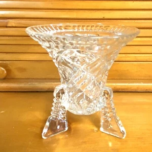 Vintage geschliffener Fußsockel Klarglas Vase Schale Glaswaren 6" hoch Mid Century - Bild 1 von 8