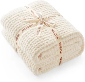Ultra Soft Waffle Throw Blanket for Couch Bed Sofa 50X60 Inches, Reversible Crea - Picture 1 of 12