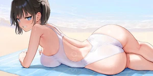 Anime oshiego back girls lying down on side beach Playmat Gaming Mat Desk - Picture 1 of 1