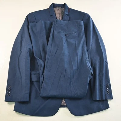 Bachrach 38R 36x32 Blue Stretch Slim Fit Mens Jacket Pants Suit - Image 1 of 4