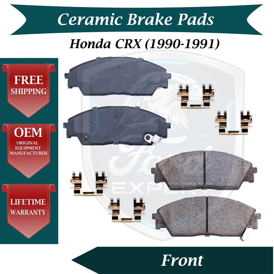 Новый оригинальный комплект передних керамических тормозных колодок для 1990-1991 Honda CRX пожизненная гарантия - Изображение 1 из 4