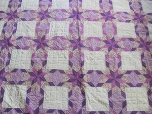 Vintage lavender purple Star cotton quilt hand quilted 78 x 88 inches - Picture 1 of 12
