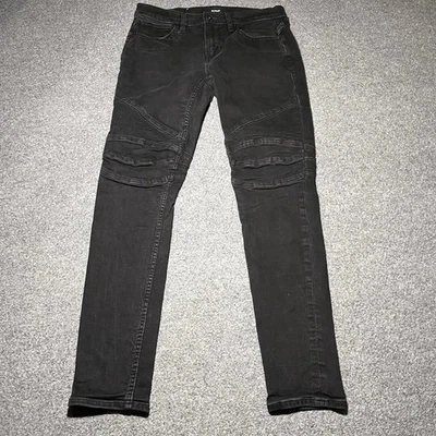 Мужские джинсы Hudson 31x32 Ethan байкерские узкие джинсовые мото черные эластичные Los Angeles - Изображение 1 из 4