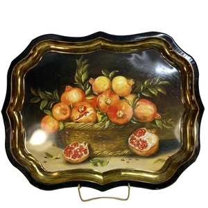 VTG Ian Logan London Metal Tray 1993 Mimi Roberts Basket of Pomogranite MCM 22in - Picture 1 of 18