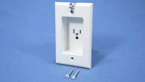 Leviton White Clock Hanger 1" Recessed Depth Outlet Receptacle 15A 5-15R 688-W - Picture 1 of 5