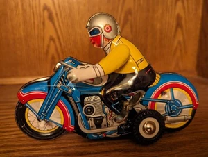 Moto giocattolo vintage con sidecar carica giocattolo ancora funzionante - Foto 1 di 9
