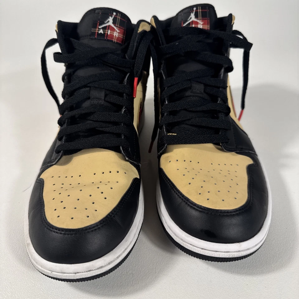 Nike Air Jordan 1 Mid Tartan Swoosh Cuadros Negro Tostado Cuadros Para hombres 11 DZ5329-001 Foto 1 de 4