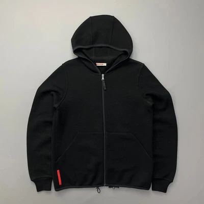 Prada Mens Brown Wool Knit Jacket Nylon Lined Pockets Size 29 - Image 1 of 4