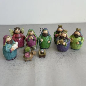 10 tlg. Krippenset handbemalt mollige Figuren Weihnachten Navidad Pesebre - Bild 1 von 11