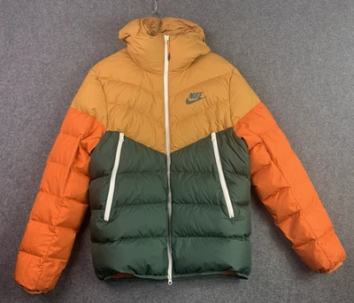 Nike Men Puffer Jacket Hooded Down Fill Sportswear Medium Colourblock CU0225-727 - Image 1 of 4