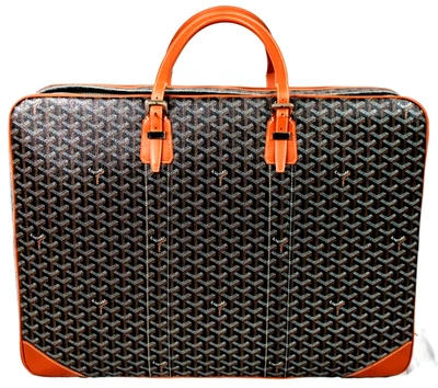 Bolso de equipaje de viaje GOYARDINE negro lona y cuero marrón MAJORDOME 60 Foto 1 de 4