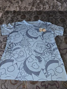 Rick And Morty Embroidered T-Shirt Size XXL Light Blue Stitched Rick And... - Picture 1 of 8