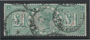 GB. QV. 1891. SG 212, £1 green. Used. Cat £800. - Bild 1 von 2