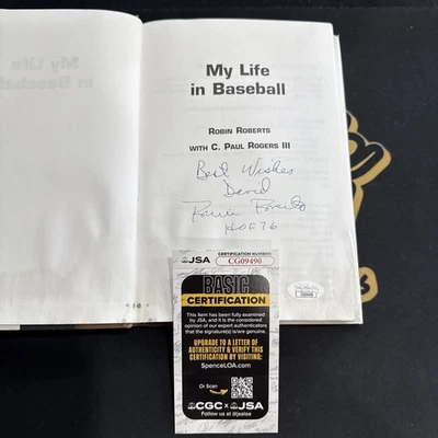 Robin Roberts Signed Book JSA HOF Inscription My Life In Baseball *Book Damage* - Image 1 of 4