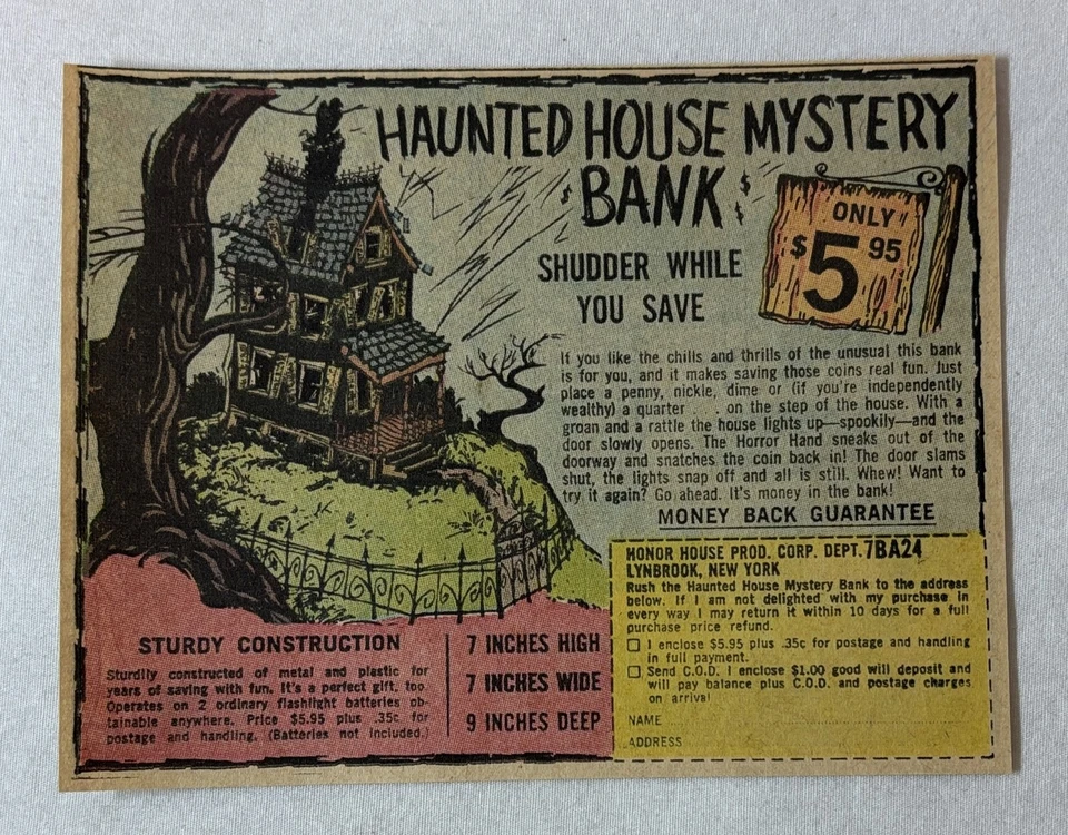 1967 игрушка объявление ~ HAUNTED HOUSEMYSTERY BANK  - Изображение 1 из 1
