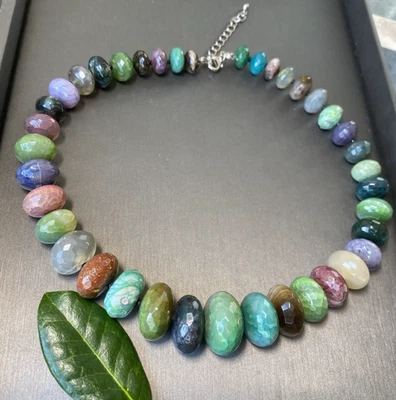 Vintage Agate Choker Necklace Estate Fine Jewelry Pre-owned Boho Hippie Beaded - Image 1 of 4