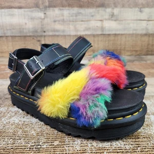 Sandalias Dr Martens Voss II mullidas para mujer talla 7 negras arco iris correas de piel sintética - Imagen 1 de 10