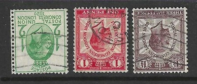 GB SG434Wi/436Wi KGV 1929 PUC, Watermark Inverted,  Set of 3, Fine Used — 第 1/2 张图片
