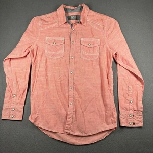 Camicia western BKE uomo M rossa con bottoni manica lunga perla snap western - Foto 1 di 13