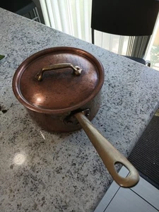 VINTAGE WILLIAM SONOMA FRANKREICH KUPFER SAUTE SOSSENPFANNE 7,5 T X 4 + DECKEL - GUTER ZUSTAND! - Bild 1 von 4