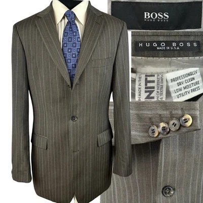 Blazer Hugo Boss 40L Gris Azul Claro Rayas MiUSA Foto 1 de 4