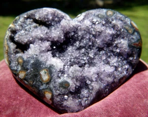 Large Purple Crystal Amethyst Stone Heart Uruguay - Picture 1 of 5