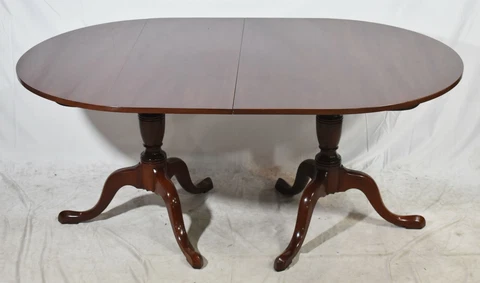 Kittinger Richmond Collection Mahogany Two Pedestal Dining Table with 3 Leaves Cover