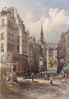 Rue Du Haut Pave Paris France - Antique Watercolour Painting - 19th Century