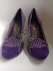 Beautiful Irregular Choice Shoes Size 7/40 Purple Polka Dot Suede with Ladybirds