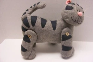 Gray & Black Felt Cat Door Stop w/ 4 Holiday Outfits Christmas Halloween Easter - Picture 1 of 10