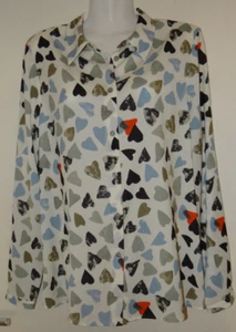 Thom by Thomas Rath Bluse m. Herzdruck hellblau, salbei, orange, schwarz Gr. 38 - Bild 1 von 3
