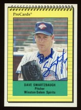 1991 Winston Salem Spirits DAVE SWARTZBAUGH Signed Card autograph AUTO CUBS