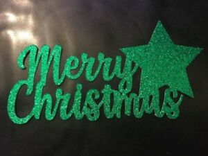Merry Christmas Cake Topper Green Glitter Any Colour - FREE UK P&P