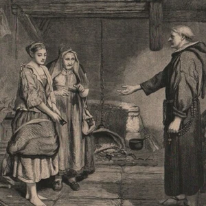 Le moine et la bible - M.J. Pettie - Gravure de presse 1866 - Imagen 1 de 2