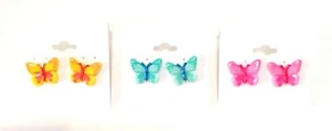 Juego de 3 aretes con poste de mariposa - Hecho a mano EE. UU. - Imagen 1 de 4